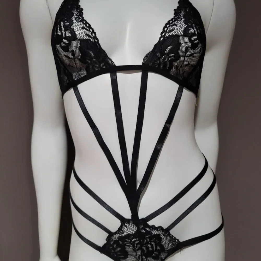 Floral Lace Cut-out Teddy Bodysuit Lingerie